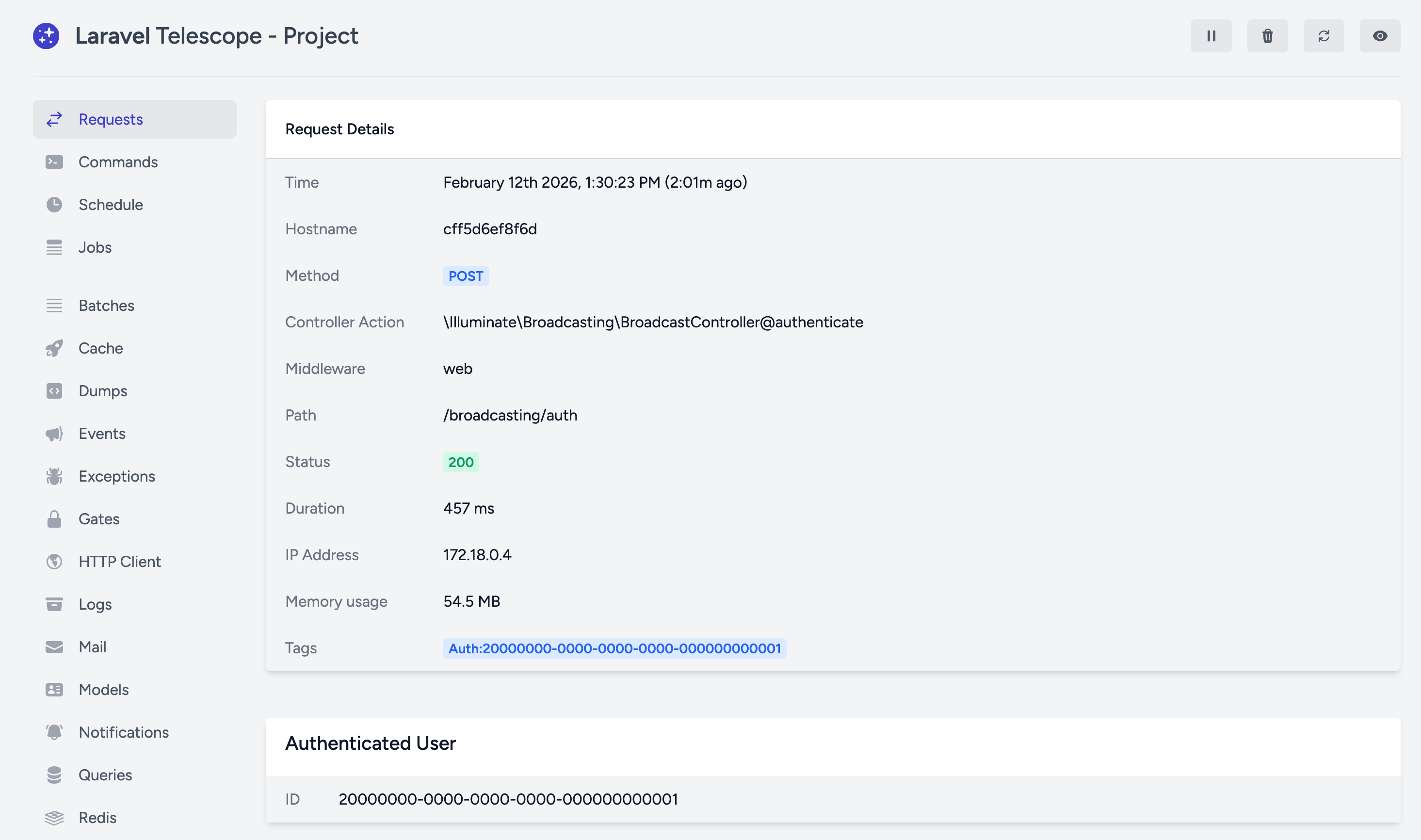 telescope request details
